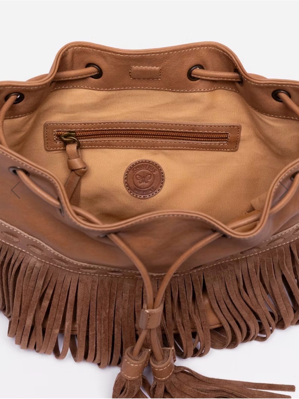 JOHNNY WAS Italian Leather Fringe Bucket Bag 100% Italian Leather |Made in Italy - Picture 3 of 4